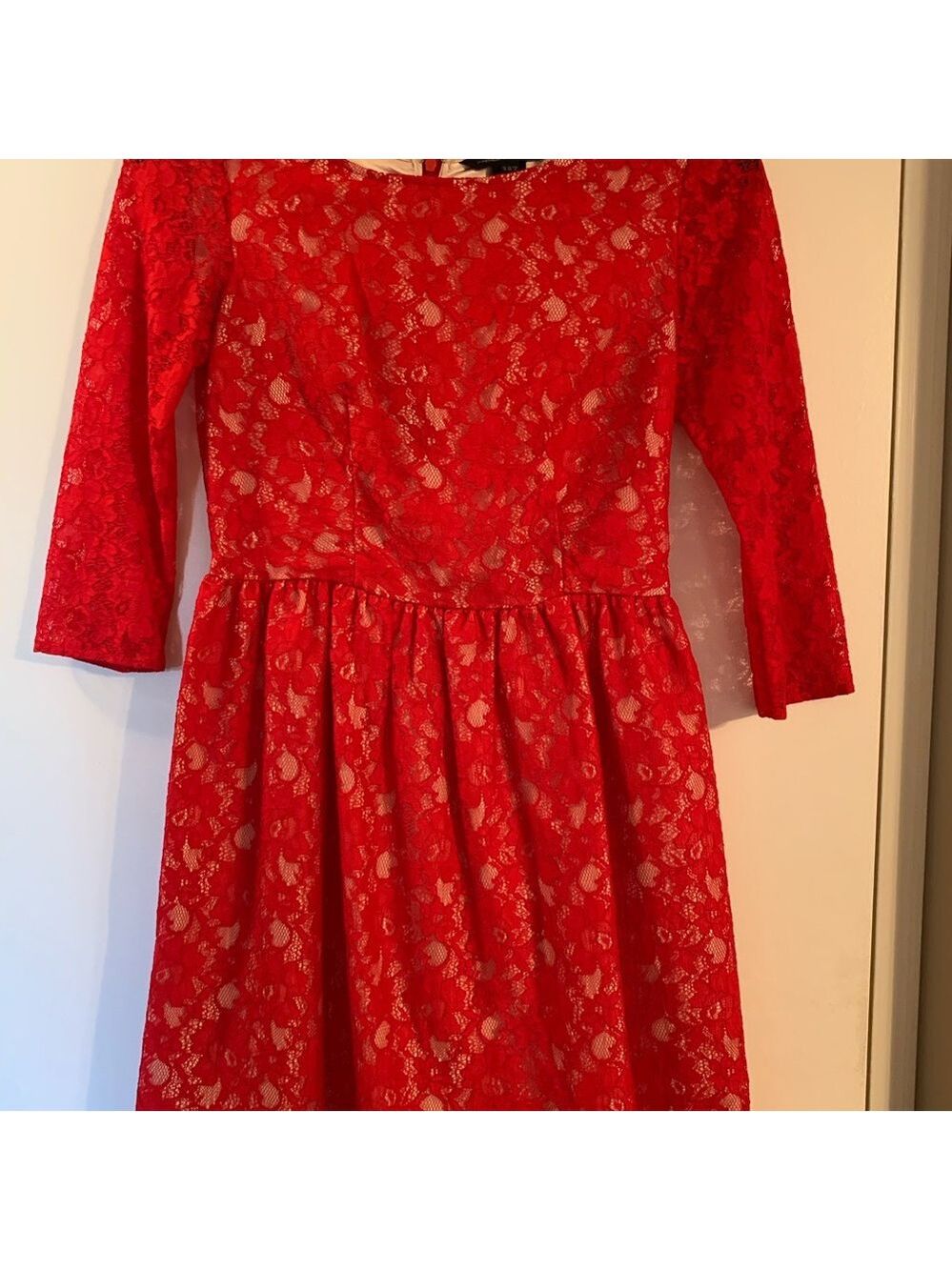 French Connection Red Lace Dress Size 6 - Picture 3 of 5
